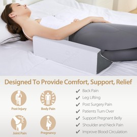Touchutopia Wedge Pillow for Sleeping, Side Sleeper Body Back Positioners for Back Pain, Preventing Bedsores, After Surgery, Pregnancy Support, Ankle Support, Bed Wedge Pillow for Side Sleepers, White
