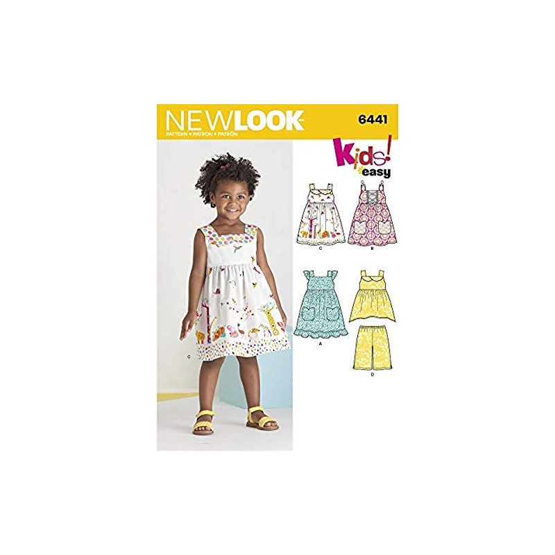 New Look Pattern 6441A Toddlers' Easy Dresses, Top and Cropped