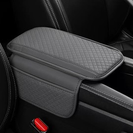 VegaPunkLab Upgraded Car Center Console Cover,Microfiber Leather Car Armrest Cover Cushion with 2 Storage Bags,Universal Car Armrest Storage Box Car Interior Accessories for Most SUVs & MPVs, Grey