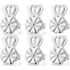 3 Pairs Adjustable Silver Earring Backs for Droopy Ears, Hypoallergenic for Heavy Earrings