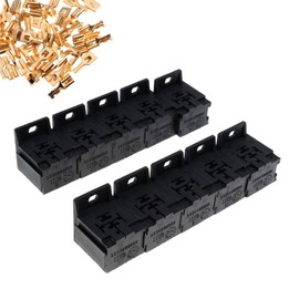 fasebeek Pack of 10 Relay Base Holder, 5 Pin Socket with 50 Terminals 6.3mm/0.24In Kits, 12V/24V 30-80A Car Accessories, Universal for Most Cars (Black)
