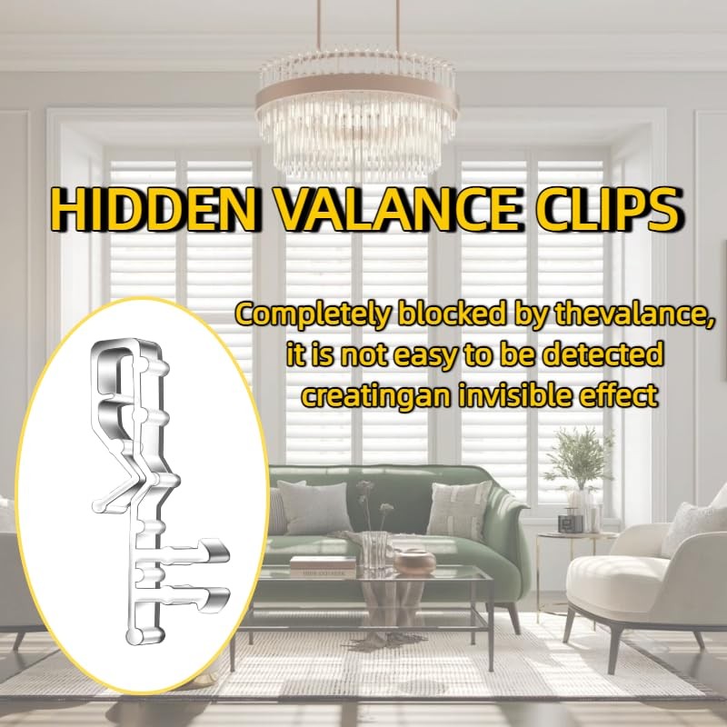 12 pcs 2-1/8 inch Hidden Channel Valance Clips, Clear Plastic