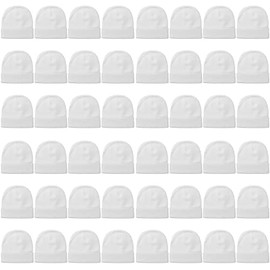 Falari 48 Pack Bulk Wholesale Lot Winter Beanie Hat Unisex Skull Knitted Ski Cap for Cold Weather - White