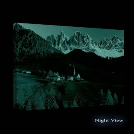 Startonight Canvas Wall Art - House In Mountain, Winter Landscape Rural Photo Nature Picture Stretched Print, Modern Artwork for Living Room, Photo Office Ready to Hang Home Decor Large 32" x 48"