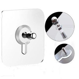 10Pcs Adhesive Wall Hanger Hooks, No Drilling Sticker Hanging Nails Hook Holder Screws for Kitchen Bathroom Storage Room Tile Wall (0.7" Screw, Square-2.3"x2.3")