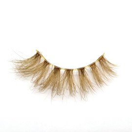 16mm Colored Lashes 3D Real Mink Brown Eyelashes Brown Lashes Strips (M3D-344, 16mm, Brown, Flare, 1 Pair Pack)