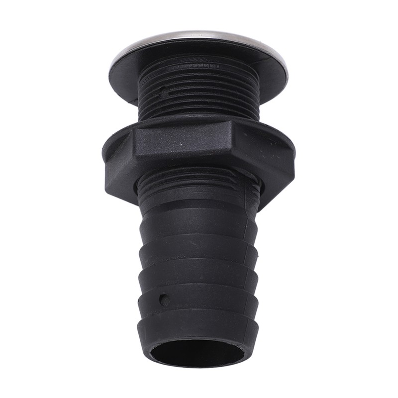 1 1/2in Through Hull Drain Straight Black with Stainless Steel