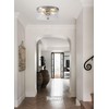 Litaddscen Hammered Glass Brushed Nickel Flush Mount Ceiling Light,2-Lights Modern