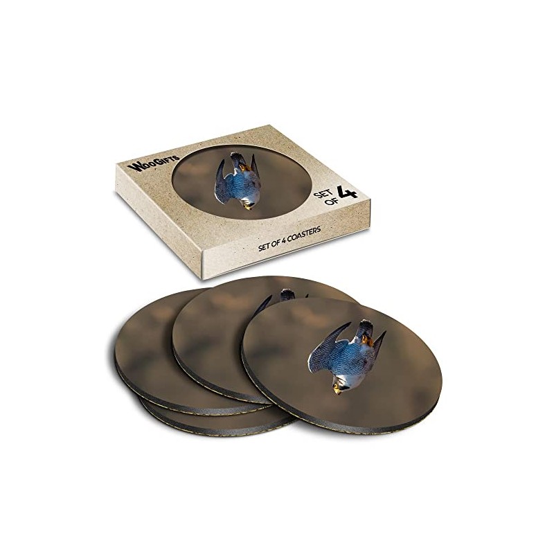 4 x Round Coasters - Peregrine Falcon Bird Dive Cork