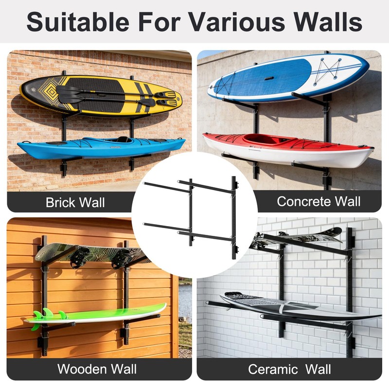 LILYPELLE Wall Mount Kayak Storage Rack, 2-Tier Heavy Duty Kayak