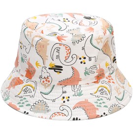 Taidor Kids Bucket Hat Print Cotton Beach Hat Summer Travel Sun Hats Dinosaurs