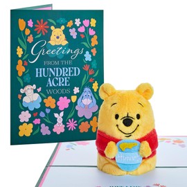 Lovepop Plushpop Soft Animal Pop-Up Card for Her and Him - 3D Disney’s Winnie the Pooh Greeting Card for Boys, Girls, Men, Women - Greetings from the Hundred Acre Woods - 6" x 8" Card