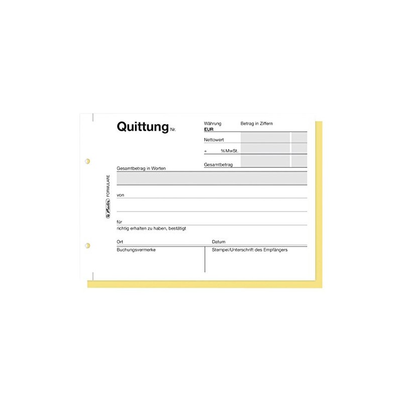 Herlitz 7876147 Receipt Pad 402, A6, 2x40 Pages, Carbonless Copying