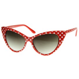 zeroUV - Women's Retro Polka Dot Oversize Cat Eye Sunglasses 54mm (Red-White/Smoke Gradient)