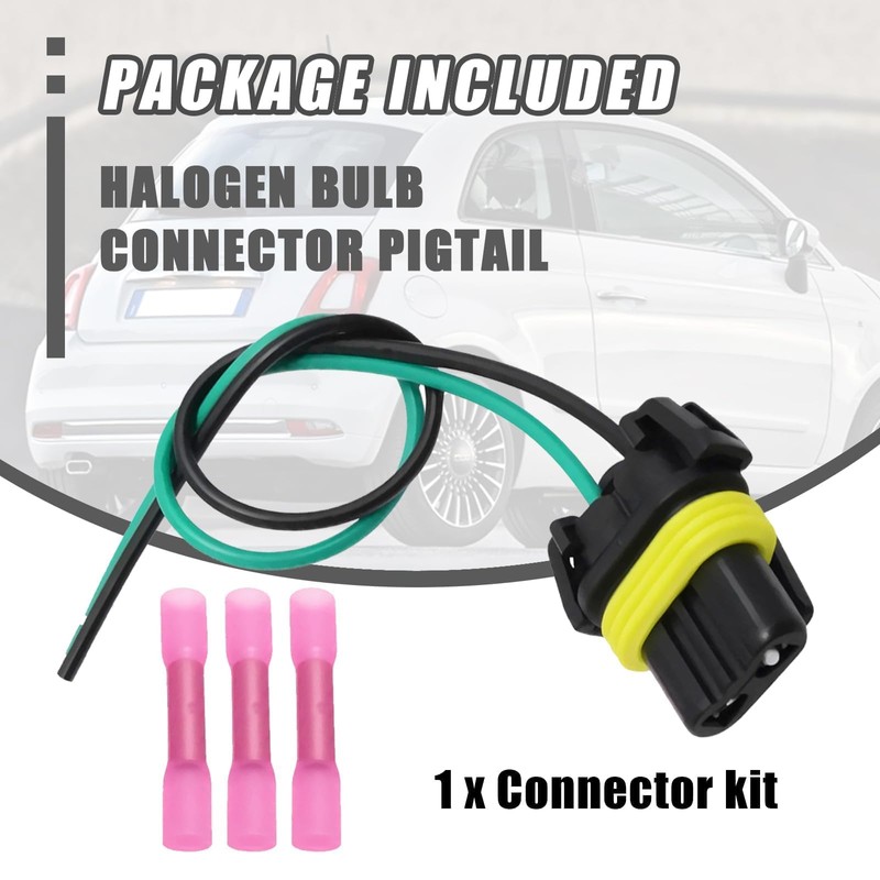 9012 3-Wire Halogen Bulb Connector Pigtail Fit for 2012-2017 Fiat