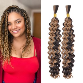 Deep Wave Bulk Hair for Braiding 2 Packs 160g Curly Braiding Hair and Wavy No Weft No Weft Brazilian Virgin Curly Deep Wave Hair Bundles Bohemian Braiding Hair Extensions wet and wavy braiding hair