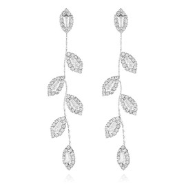 Rhinestone Long Drop Earrings for Women Rectangle Dangle Earrings Statement Sparkly Geometric Earrings