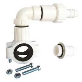 SOMATHERM FOR YOU /1425/1425, Washing Machine Elbow Flange PVC Drain Pipe Diameter 32-40mm Integrated Seal Easy Installation with Self Drilling Tool Included, Gray