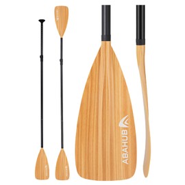 Abahub 4-Piece SUP Paddle/Kayak Oar, Adjustable Stand up Paddleboard Paddles, Lightweight Aluminum Alloy PU Coated Shaft Clear Wood Print Plastic Blade