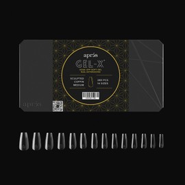 Apres Gel-X® Almond Box of Nail Tips | 280 Gel-X Tips, Soft Gel Tips, 14 Sizes 00-9 | Half-sizes Included (Sculpted Coffin Medium, 280 Count)