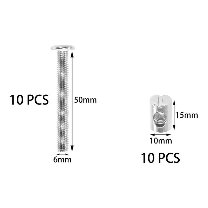 10 Sets of Furniture Connector Bolts and Barrel Nuts,Bed Bolt