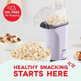 DASH Hot Air Popcorn Popper Maker with Measuring Cup to Portion Popping Corn Kernels + Melt Butter, 16 Cups - Lavender