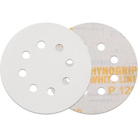 INDASA RHYNOGRIP White Line - Pack of 50 Eccentric Sanding Discs 8-Hole Diameter 125 mm - Sanding Discs Velcro Discs Eccentric - Grain 120