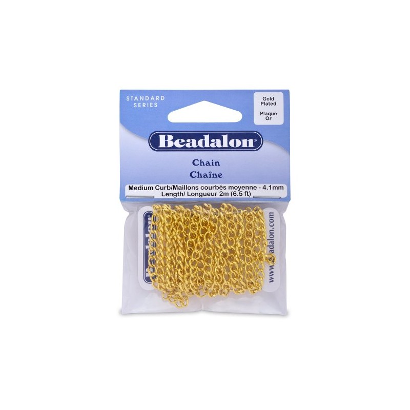 Artistic Wire Beadalon - Cadena (4,1 mm, chapada en Oro,