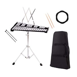 Giantex Percussion Glockenspiel Bell Kit 30 Notes w/Practice Pad, Adjustable Height Stand, Bell Mallets, Wooden Sticks, Music Stand, Carrying Bag