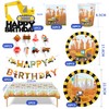 Partyhausy 91-Piece Construction Site Party Tableware Birthday Decoration, Digger Paper
