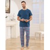 TeJoyce Mens Pyjamas Set Cotton Short Sleeve and Plaid Long