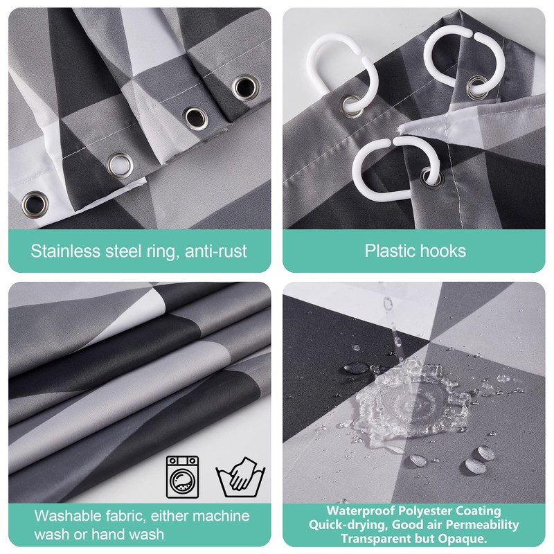 TRUSTLIFE Shower Curtains Mould Proof Resistant, Shower Curtain with 12