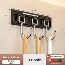 YIZHIYZ Utensil Rack with Hooks, Wall Mounted Kitchen Storage Organizer (6)