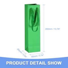 GLOKUUCA Wine Bags - 24Pack Wine Gift Bags Fits for Wedding Birthday Christmas - Paper Wine Tote Bag - (4-inch x 4-inch x 14-inch, Grass Green)