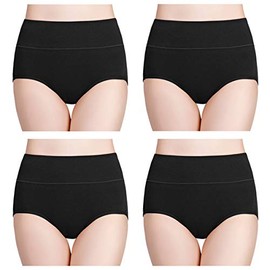 wirarpa Ropa interior de algodón para mujer, de cintura alta, cobertura completa, paquete de 4 unidades (talla regular y grande)