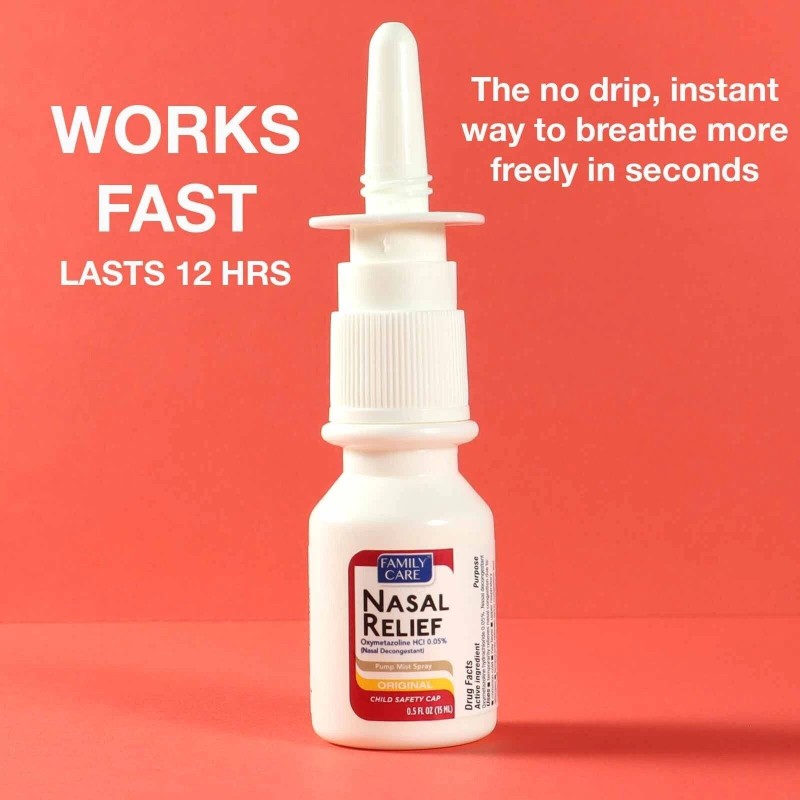 Family Care Nasal Relief 12 Hour Pump Mist Spray Oxymetazoline