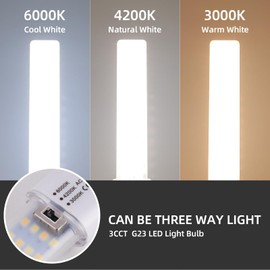 Lidesheng G23 LED Light Bulb 6W Replacement 13W CFL LED Stick PL Bulb G23-2 Pin Base, 3 Color Selectable 3000K/4200K/6000K 360° Beam Angle, Driven by 100-277V and CFL Ballast, 2 Pack (G23 6W, 3 Color)