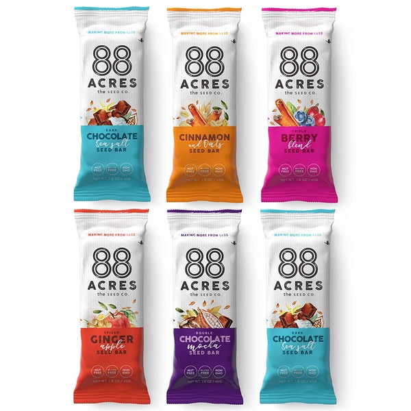 88 Acres Granola Bars | Gluten Free, Nut-Free Oat and Seed Snack Bar | Vegan & Non GMO | 6 Pack (Variety Pack)
