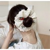 Cherry Embroidery Blossom Scrunchie, Exquisite Hand Embroidery Sparkle Satin Hair