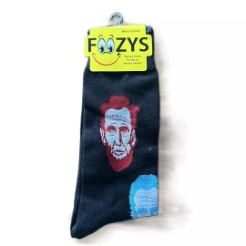 Foozys NWT Foozys Fun Abe Lincoln Red Blue Black Crew Length Socks Mens One Size
