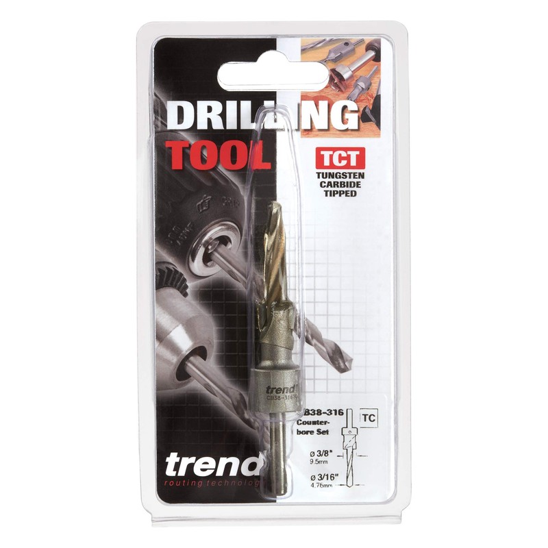 Trend Professional TCT Counter Bore Set, 3/8 Inch Counterbore with