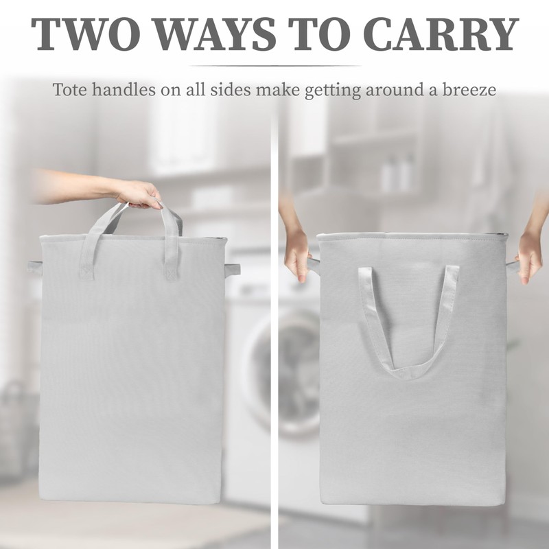 BROOKSTONE, Slim Laundry Hamper with Handles, Perfectly Sized for Everyday