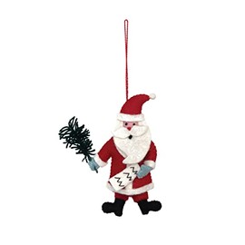 Creative Co-Op Wool Felt Santa Ornament, Multicolor