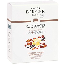 Set of 2 Car Odor Diffuser Refill - Ceramic System - 4/6 Weeks Ceramic Diffusion Time - Lampe Berger Fragrance - Made in France (Amber Powder)