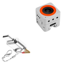 BoxWave Adapter Compatible with M5Stack ATOMS3R Camera Kit M12 - Micro SD Card miniReader, USB Type-C OTG Reader USB3.0 Adapter Keychain - Metallic Silver