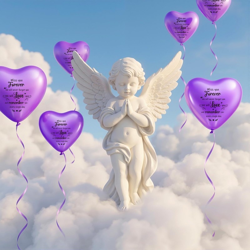 XLSXEXCL 60 Pcs Memorial Balloons 10 Inch Heart Shape Latex