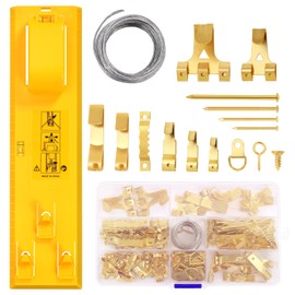 KEDEMAS 224 Pcs Picture Hooks for Frames, Picture Hanging Kit, Heavy Duty Picture Hooks with Picture Hanging Wire, Hooks, D-Ring, Nails, Hammer and Wall Hanger Level