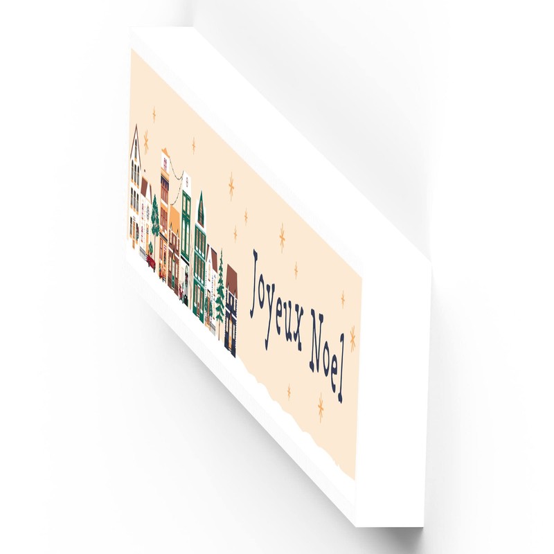 Global Designs Joyeux Noel Snowy Street Scene Festive Standing Wooden