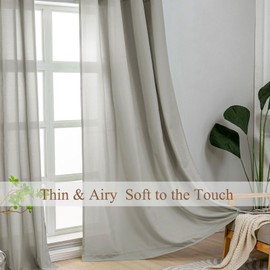 L.Z.E Opaque Grey, Short Window Curtains, Bedroom, Set of 2 Eyelet Curtain Scarves for Living Room, Corner Window, Semi-Transparent, Translucent, 175 cm Long