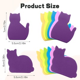 ElevateTech Cat Sticky Notes, 6 Color 12 Pack Bright Colorful Sticky Pad Kawaii Sticky Notes Cute Cat Notes Self-Sticky Note Pads Cartoon Animal Sticky Notes for Cats Lover